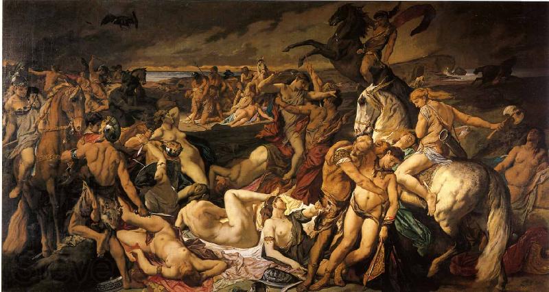 Anselm Feuerbach Die Amazonenschlacht France oil painting art